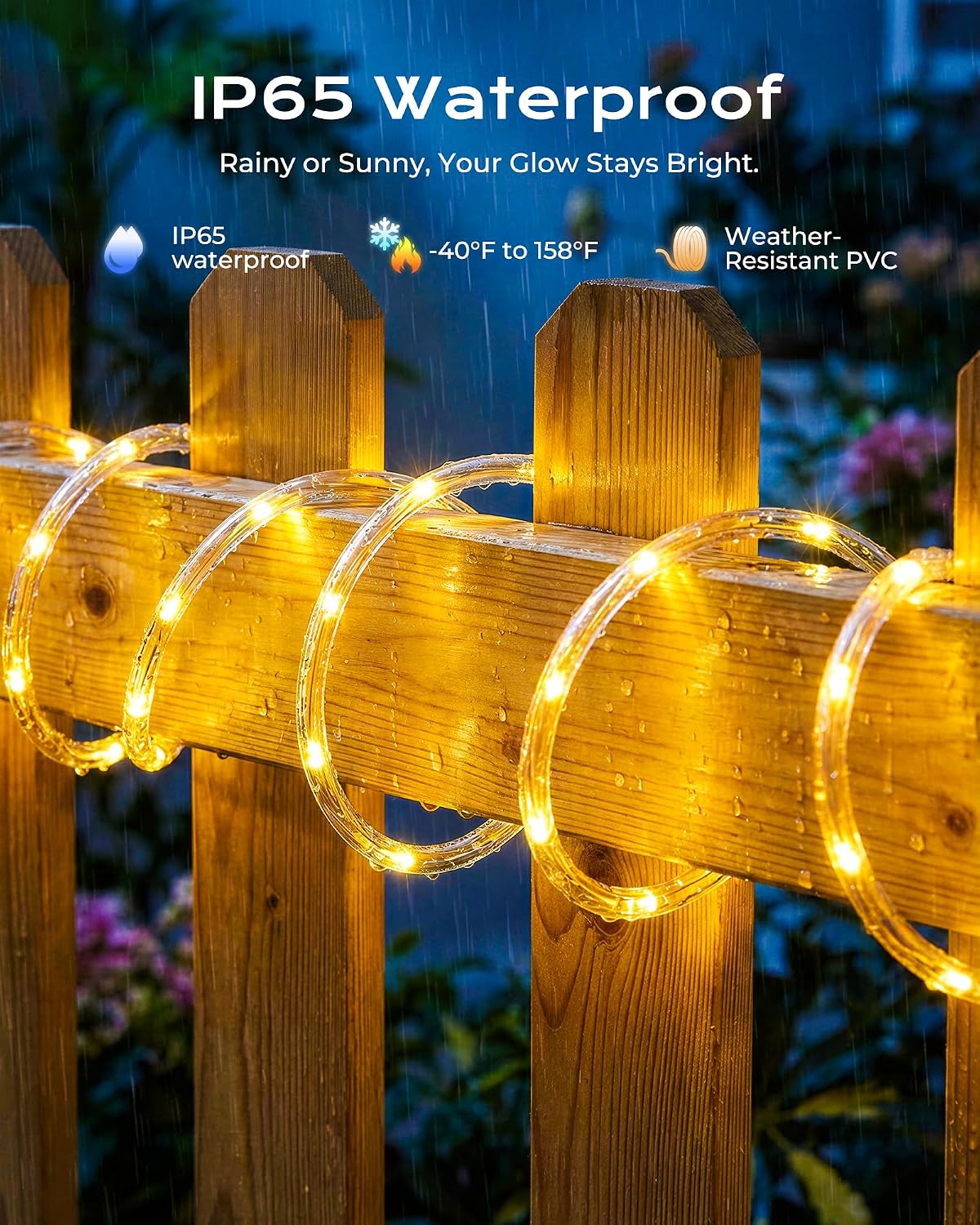 brightown 4 pack 39ft 100led warm white solar shown in use