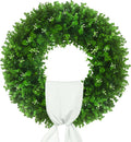 24'' Boxwood Wreaths Front Door, Foldable Green Wreath with a Sash
