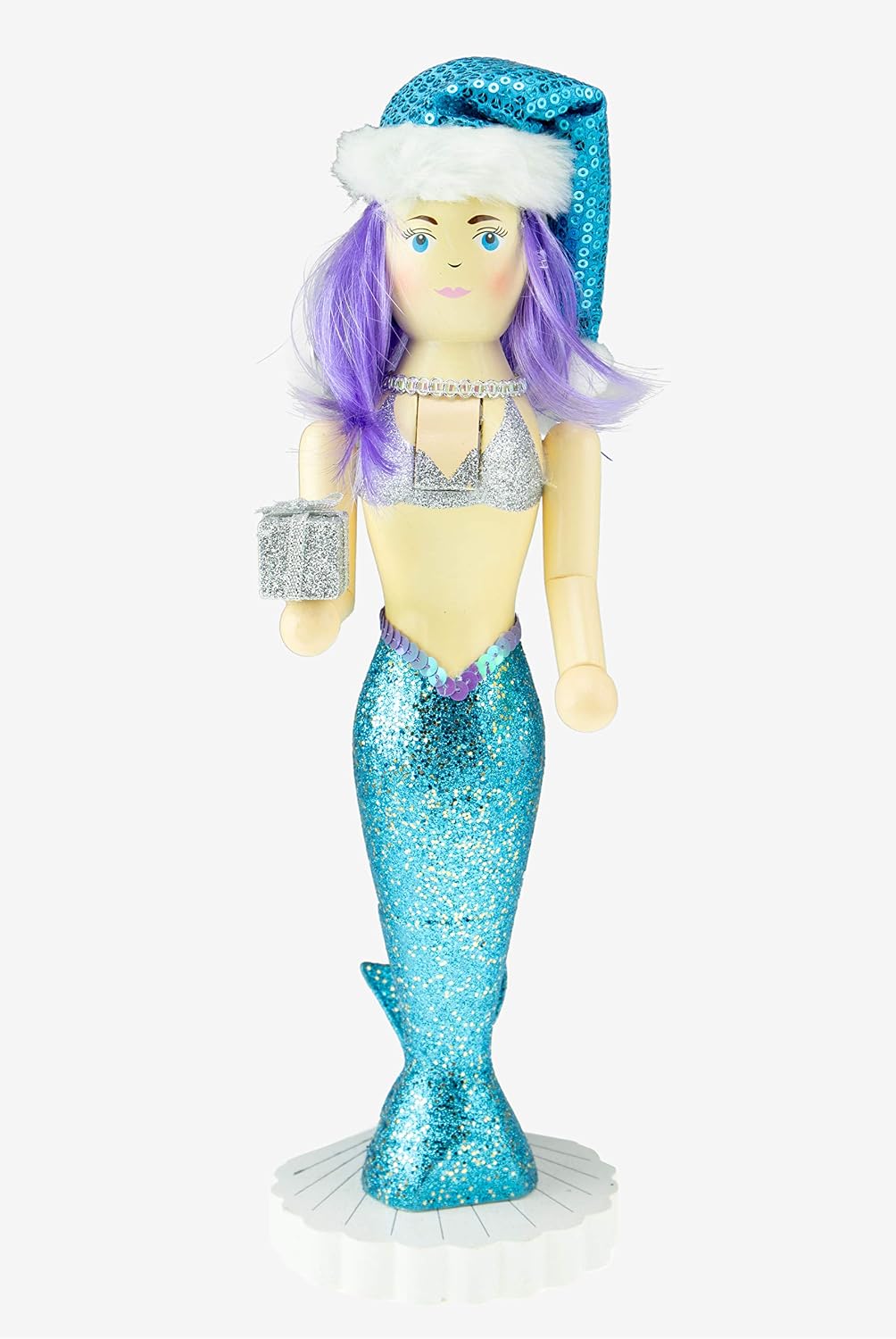 Clever Creations Mermaid 14 Inch Traditional Wooden Nutcracker, Festive Christmas Décor for Shelves and Tables