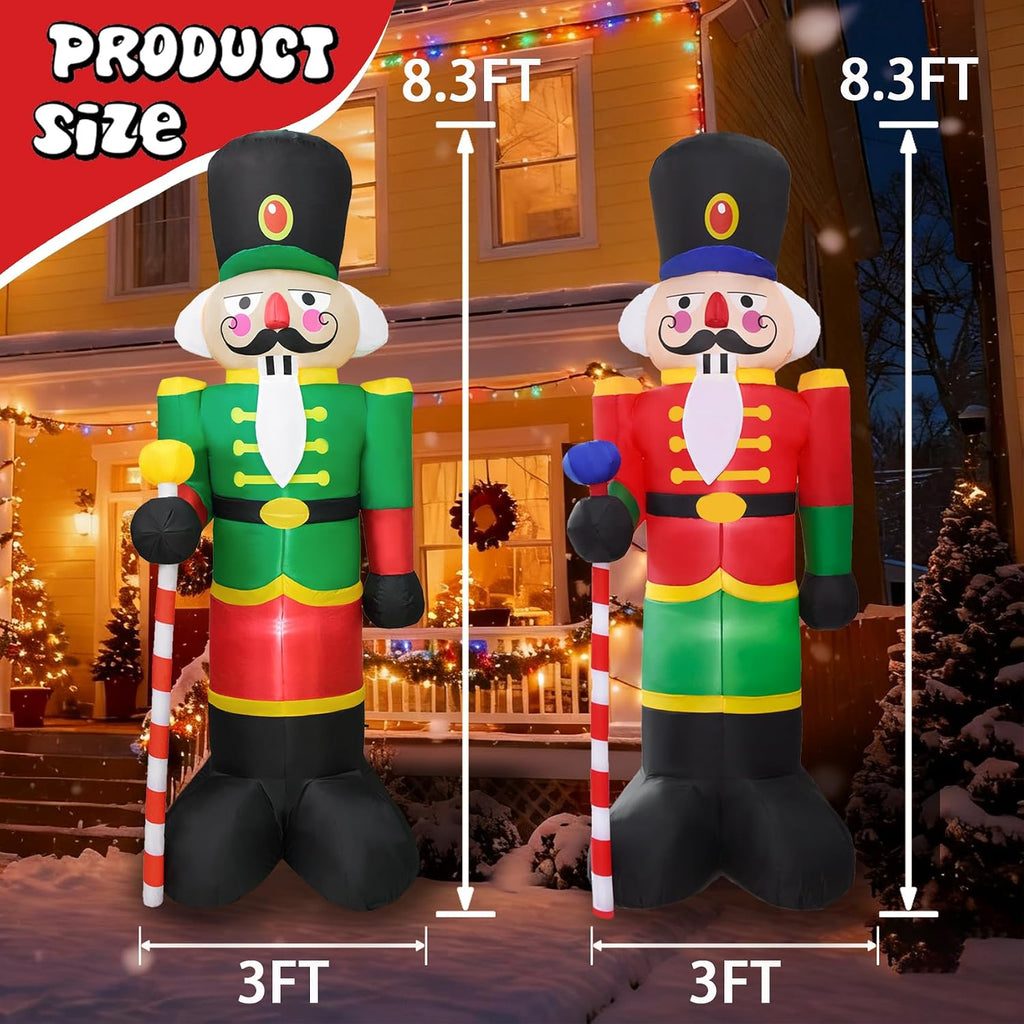 8.3ft 2pcs christmas inflatable nutcracker, jumbo nutcracker soldier, side view