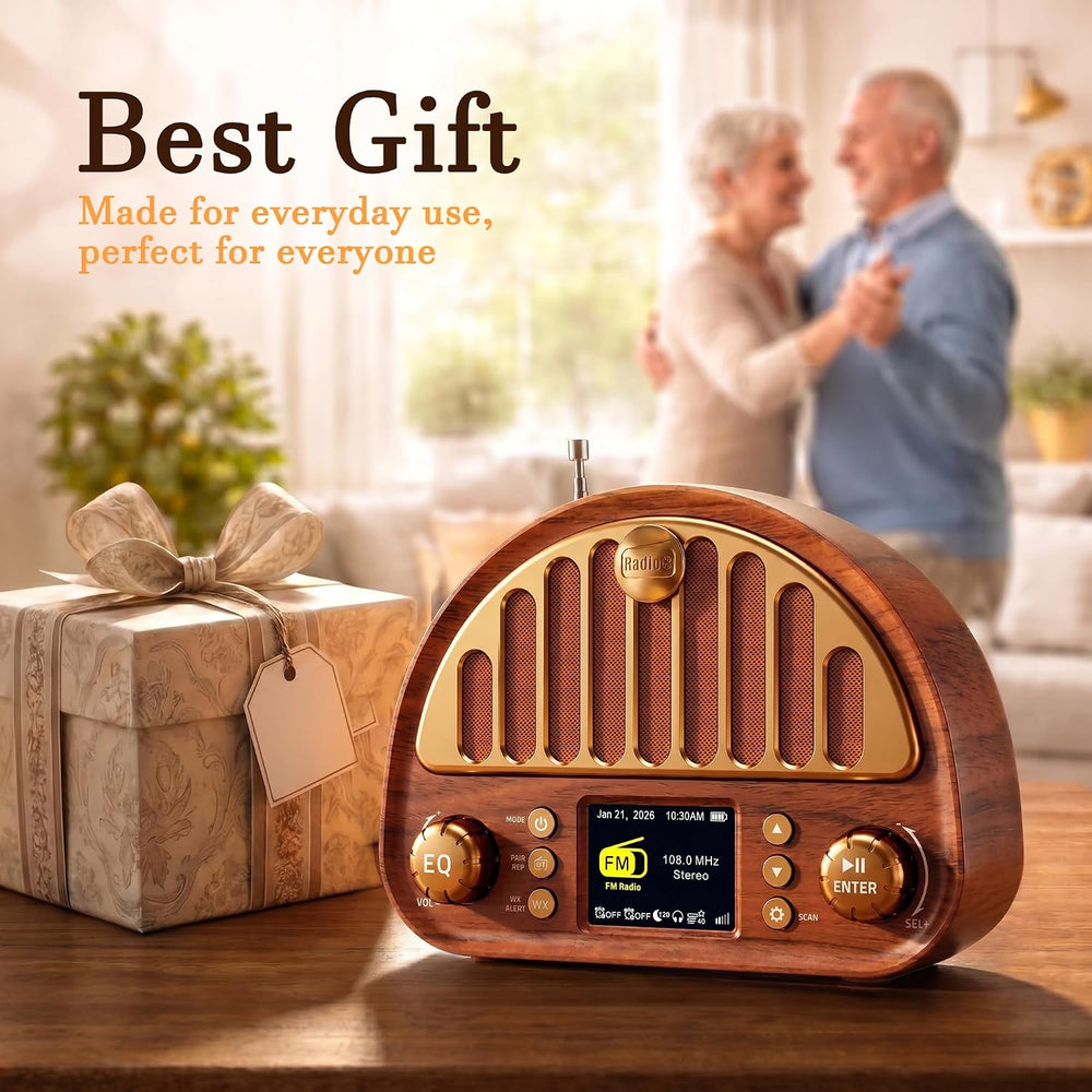 Eoxsmile FM Radio with Bluetooth, NOAA Weather Alert, 40 Presets, 3000mAh