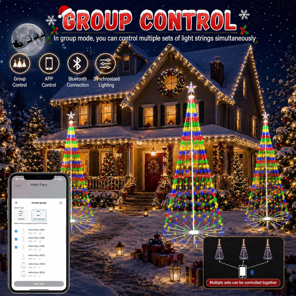10ft smart outdoor halloween tree lights pop up, side view
