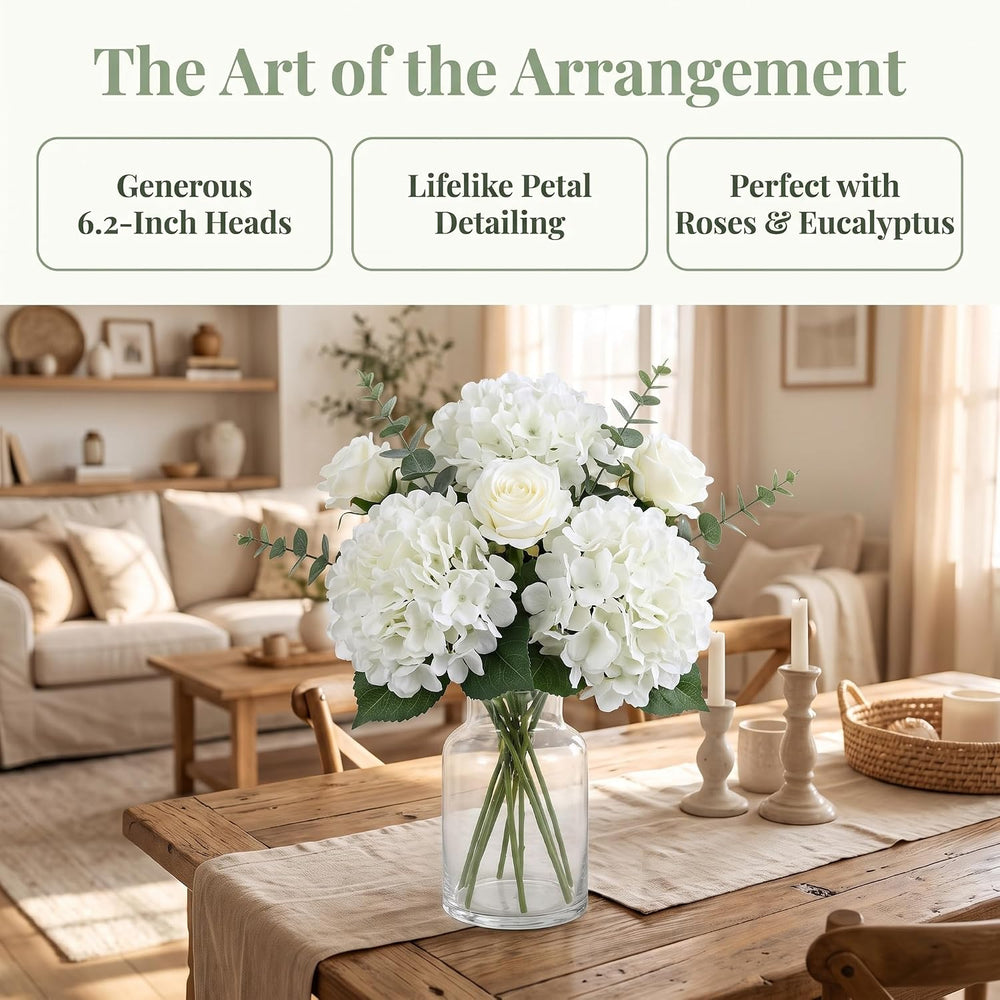 AVIVIHO 105pcs Fake Flowers White Hydrangea Artificial Flowers Bulk
