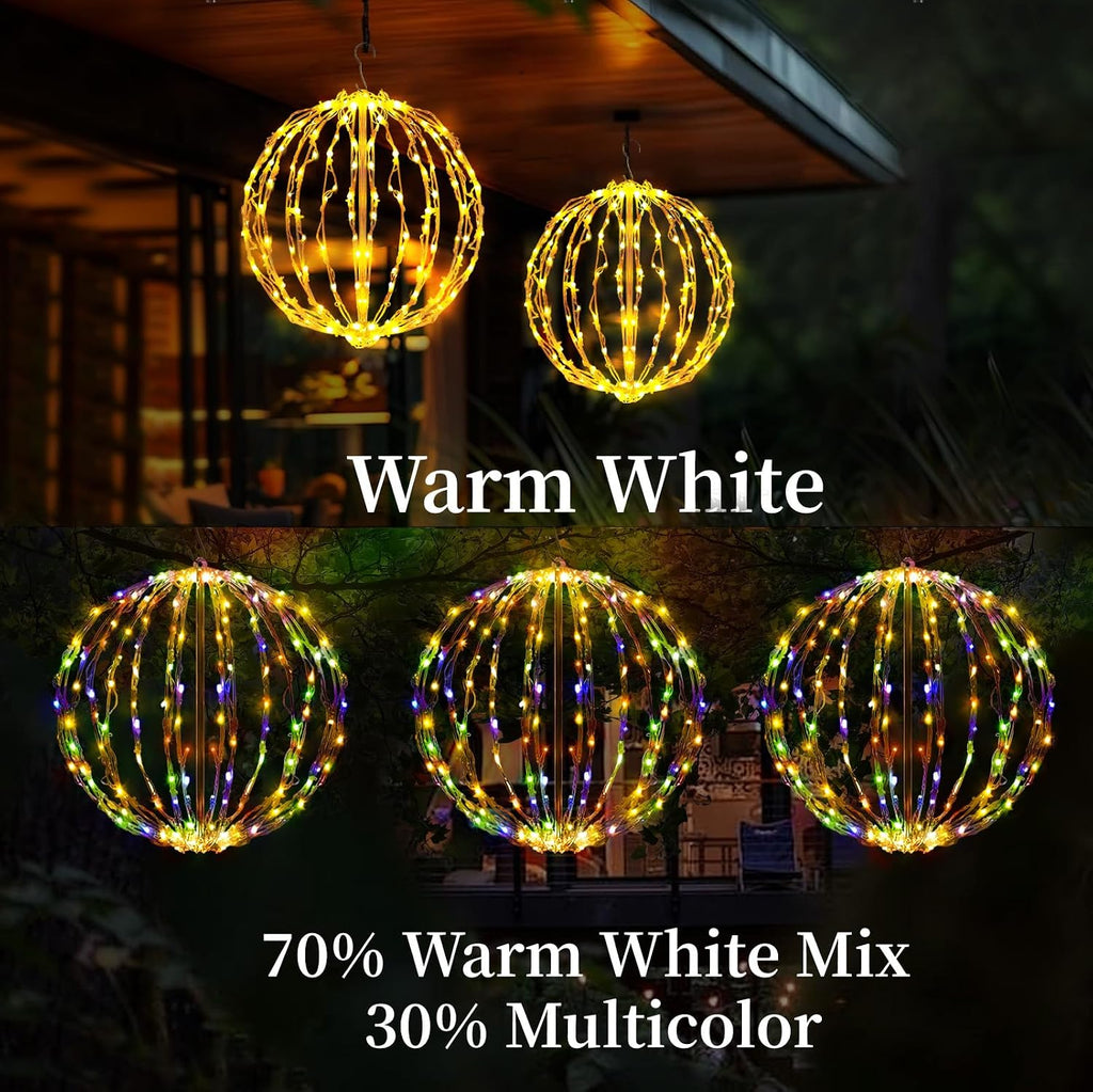 christmas light balls, 16 inch foldable sphere decor, close-up detail