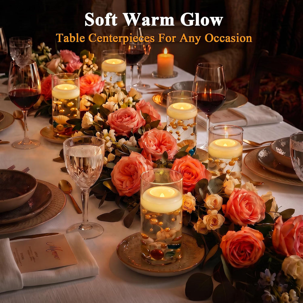 Rechargeable Flameless Floating Candles, Waterproof Tea lights, 12 Pack