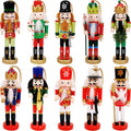 10Pcs Christmas Nutcracker Ornaments Wooden Nutcracker Tree Hanging Decorations 5 Inch Tall Nutcracker Solider Figures Christmas Decorations - Festive Style