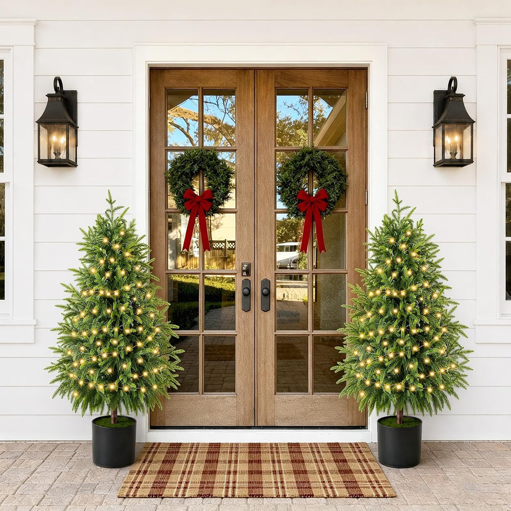 Christmas Decorations - 2 Pack Pre-Lit 3FT Artificial Norfolk Tree