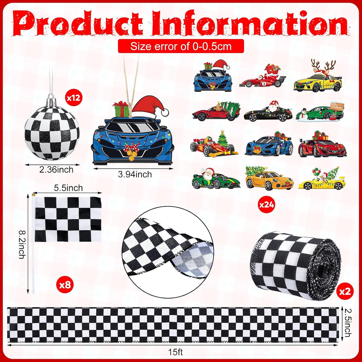 syhood 46 pcs black white race car theme shown in use