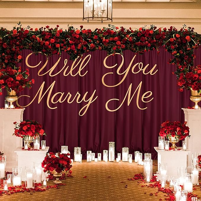 MYSKY HOME Burgundy Backdrop Curtains for Parties, Weddings, Stage - 10ft x 10ft, 2 Panels (2PCS)