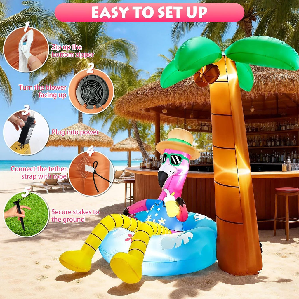 inflatable flamingo outdoor decorations 6ft summer inflatables decor showing dimensions