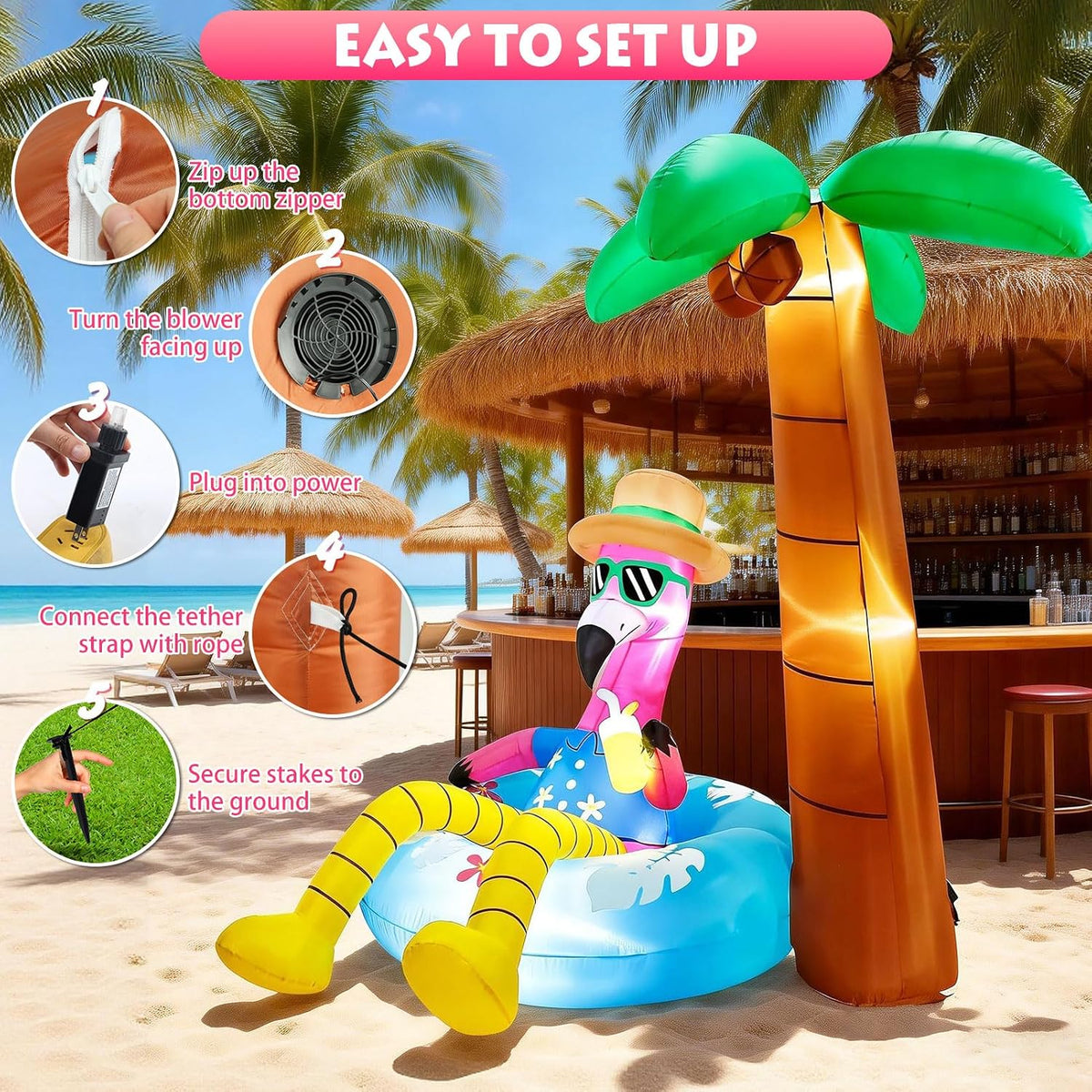 inflatable flamingo outdoor decorations 6ft summer inflatables decor showing dimensions