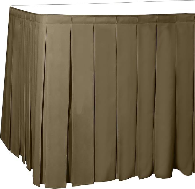 Ultimate Textile Pleat Polyester Fabric Table Skirt - Machine Washable Flame Resistant with Clips for Events, Weddings & Trade Shows, Cut & Sewn in Paterson, NJ - Cafe, 7' Box Pleat