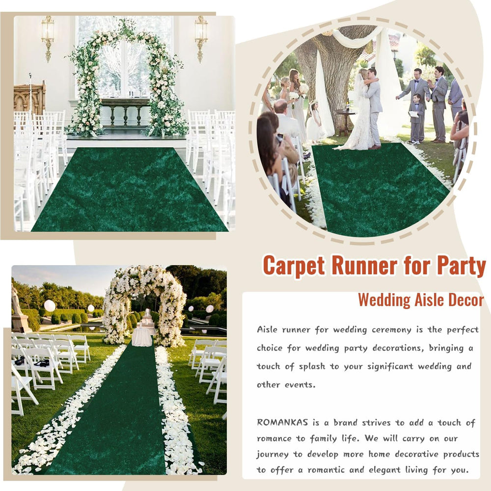 Wedding Aisle Runner Hunter Green Velvet Aisle Runner Rug 5x15FT Wedding Carp...