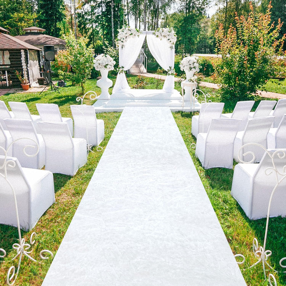 White Aisle Runner for Wedding Ceremony Velvet Aisle Runner Rug 5x20FT Carpet...