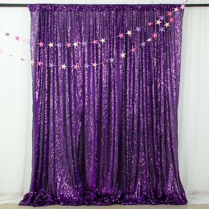 ShinyBeauty Sequin Backdrop Curtain Purple 5FTx10FT Sparkly Wedding Drapes Glitter Curtain for Parties Purple Photography Backdrops Sequin-Backdrop