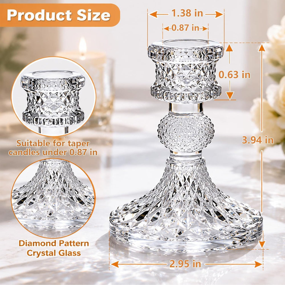 DARJEN Candlestick Holders Set,12Pcs 4" H Taper Candle Holders Bulk, Cle...