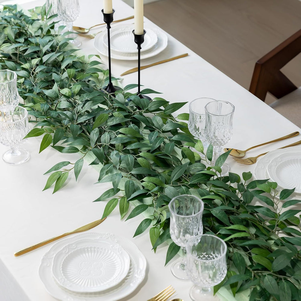 mizii 36pcs Italian Ruscus Artificial Greenery Stems Silk Green Leaves 20in F...