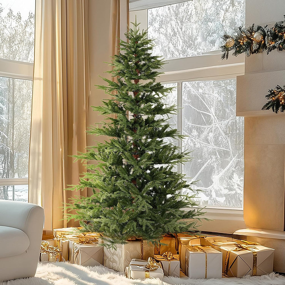 OasisCraft 7.5ft Unlit Aspen Fir Artificial Christmas Tree, Xmas Tree w/1050 ...