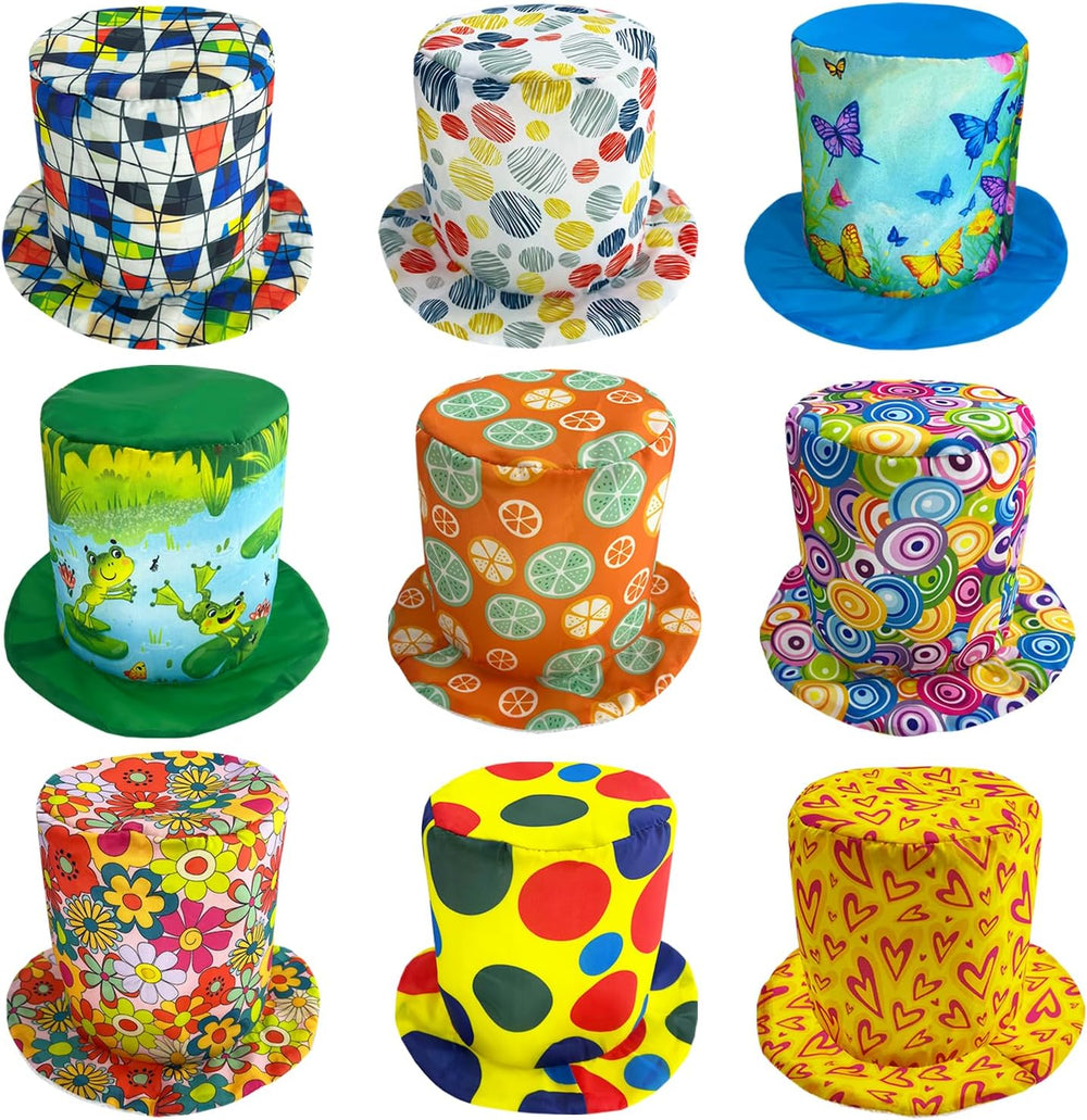 6 Assorted Pattern Funny Party Top Hats for Adults Teen