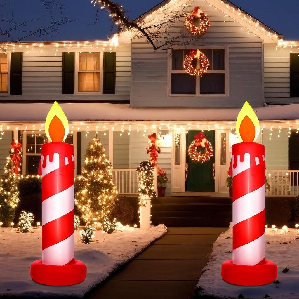 vihose 2 pcs 7ft christmas inflatables candy cane showing dimensions