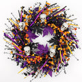 LLZLL Halloween Wreaths for Front Door 22 Inch Halloween Wreath Artificial Skull Wreath with Maple Leaves and Berries for Gothic Decoration
