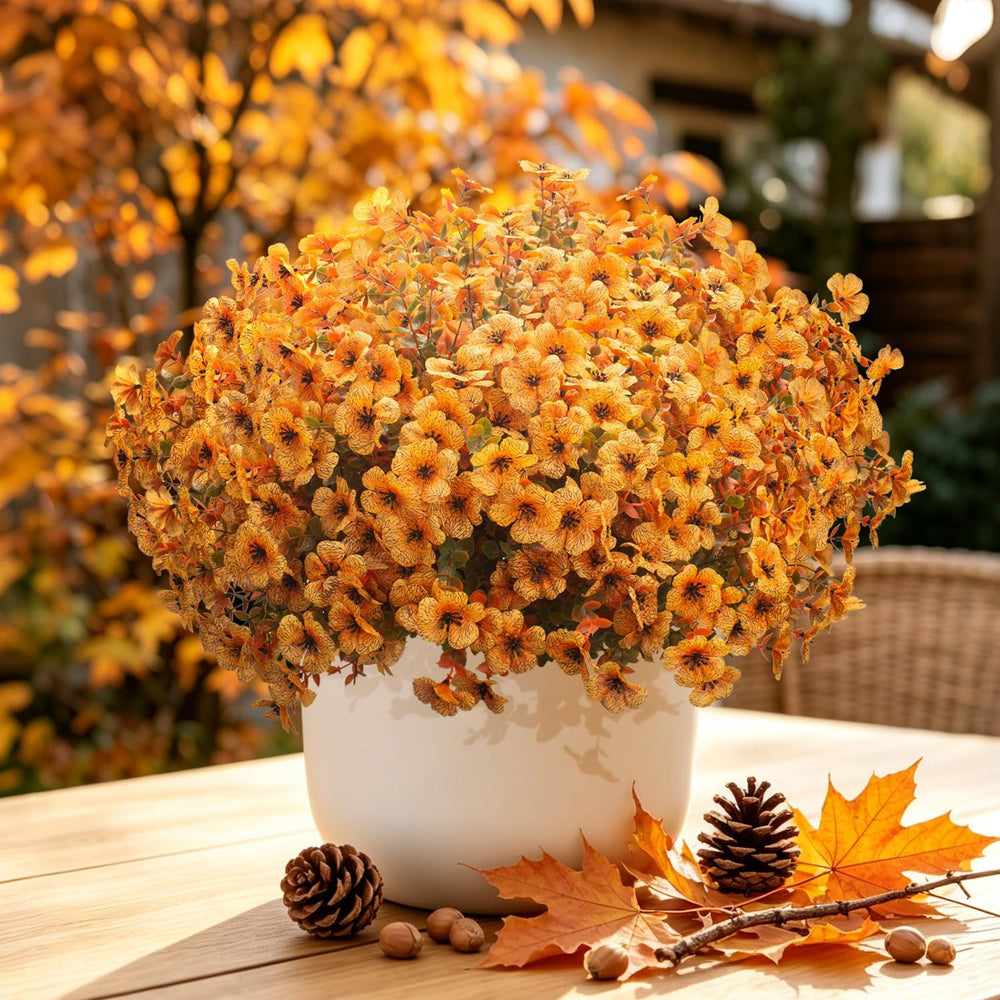 Grunyia 20 Bundles UV Resistant Artificial Fall Flowers for Outdoors (Fall Or...