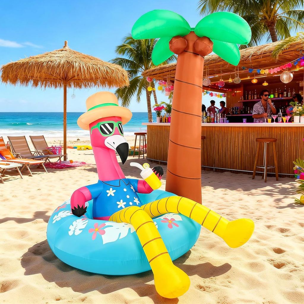 inflatable flamingo outdoor decorations 6ft summer inflatables decor shown in use