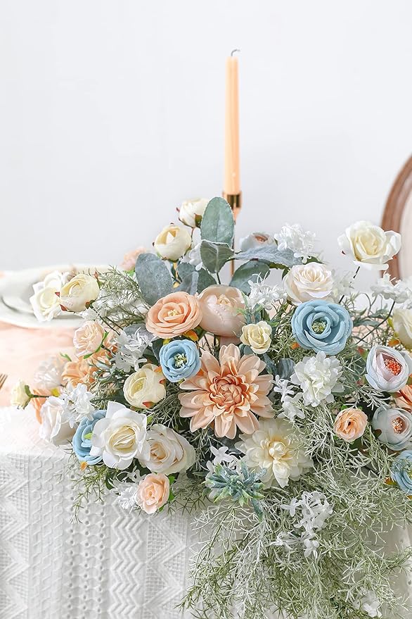 Serra Flora Artificial Flowers Box Set DIY Bouquets Centerpieces Faux Flowers Combo for Wedding Flowers with Leaves and Stems Floral Arrangements Bridal Baby Shower Home Decor