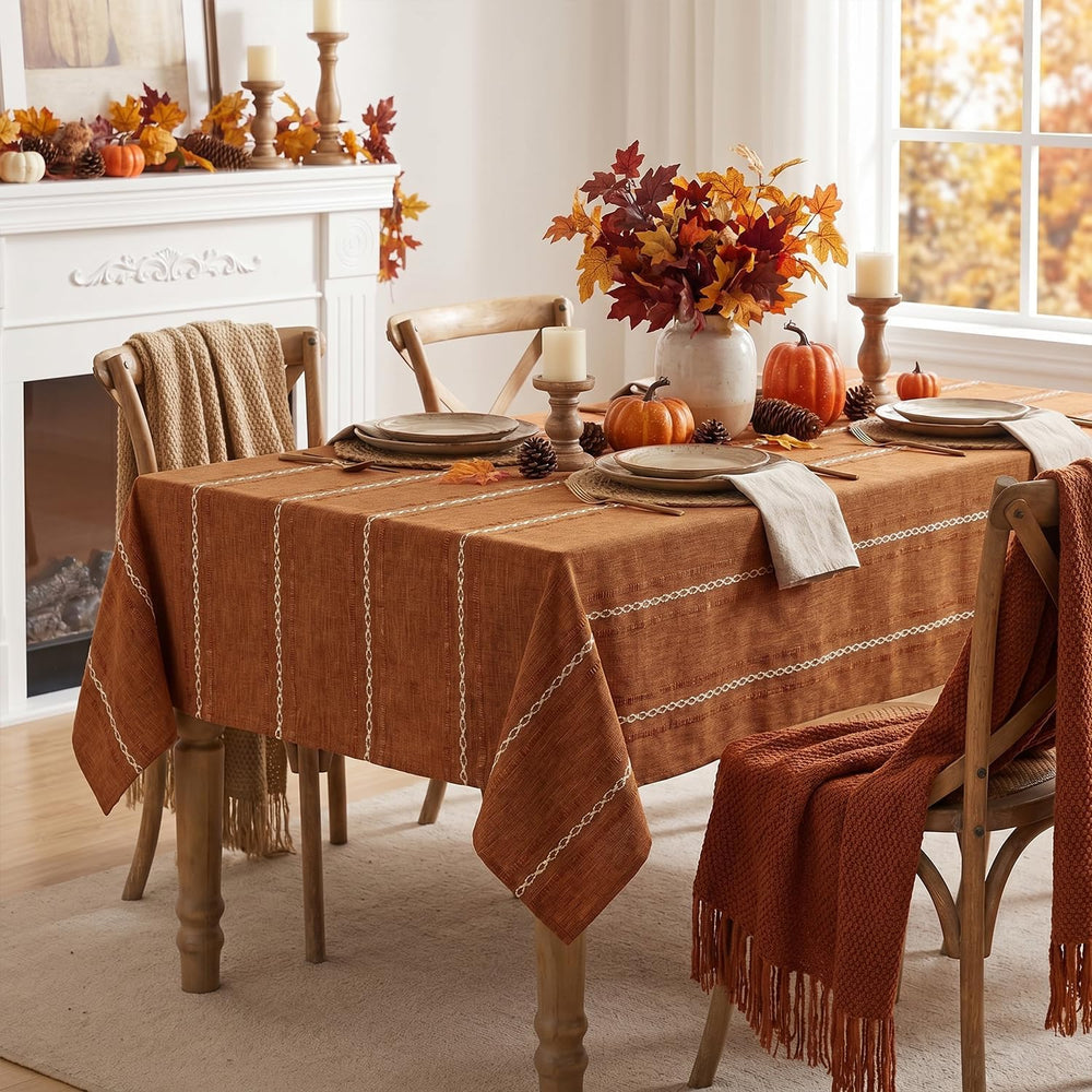 Horaldaily Fall Caramel Rectangular Tablecloth, 60×84 Inch, Rustic Style