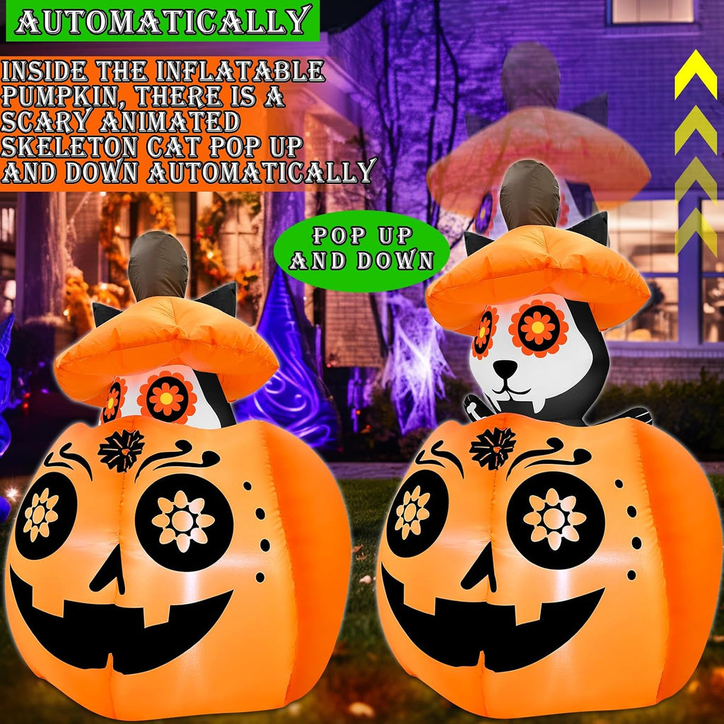 5 ft day of the dead inflatable animated, side view