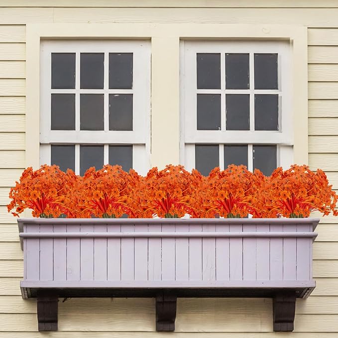 20 Bundles Artificial Fall Flowers No Fade Faux Autumn Plants Fake Flowers No Fade Faux Plastic Plants Thanksgiving Harvest Decoration (Fall Red)