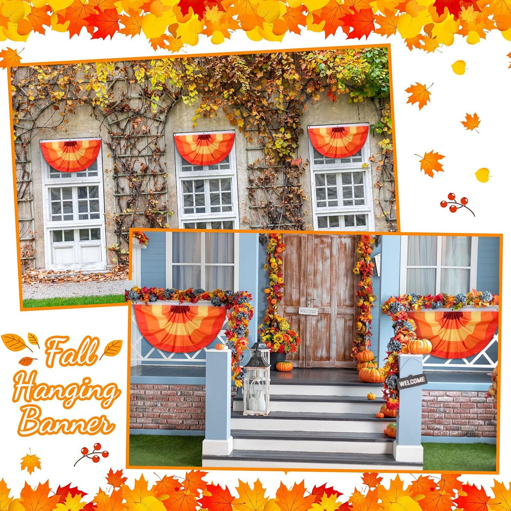 Newwiee 6 Pcs Thanksgiving Fall Bunting for Outside, Red, 2 x 4 ft