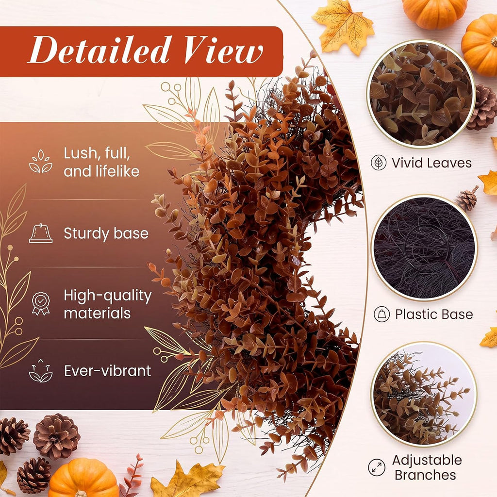 cindeer 2 pack 20" fall boxwoods wreaths for, close-up detail
