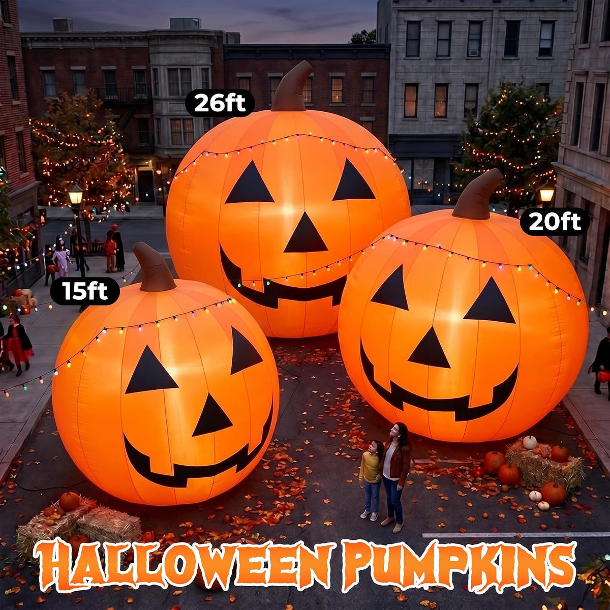 Giant 10Ft Halloween Inflatables Pumpkin Decorations, Blow Up Yard Decorations with 370W Waterproof Air Blower & LED Lights for Commercial Use, Outdoor Yard Lawn Halloween Party