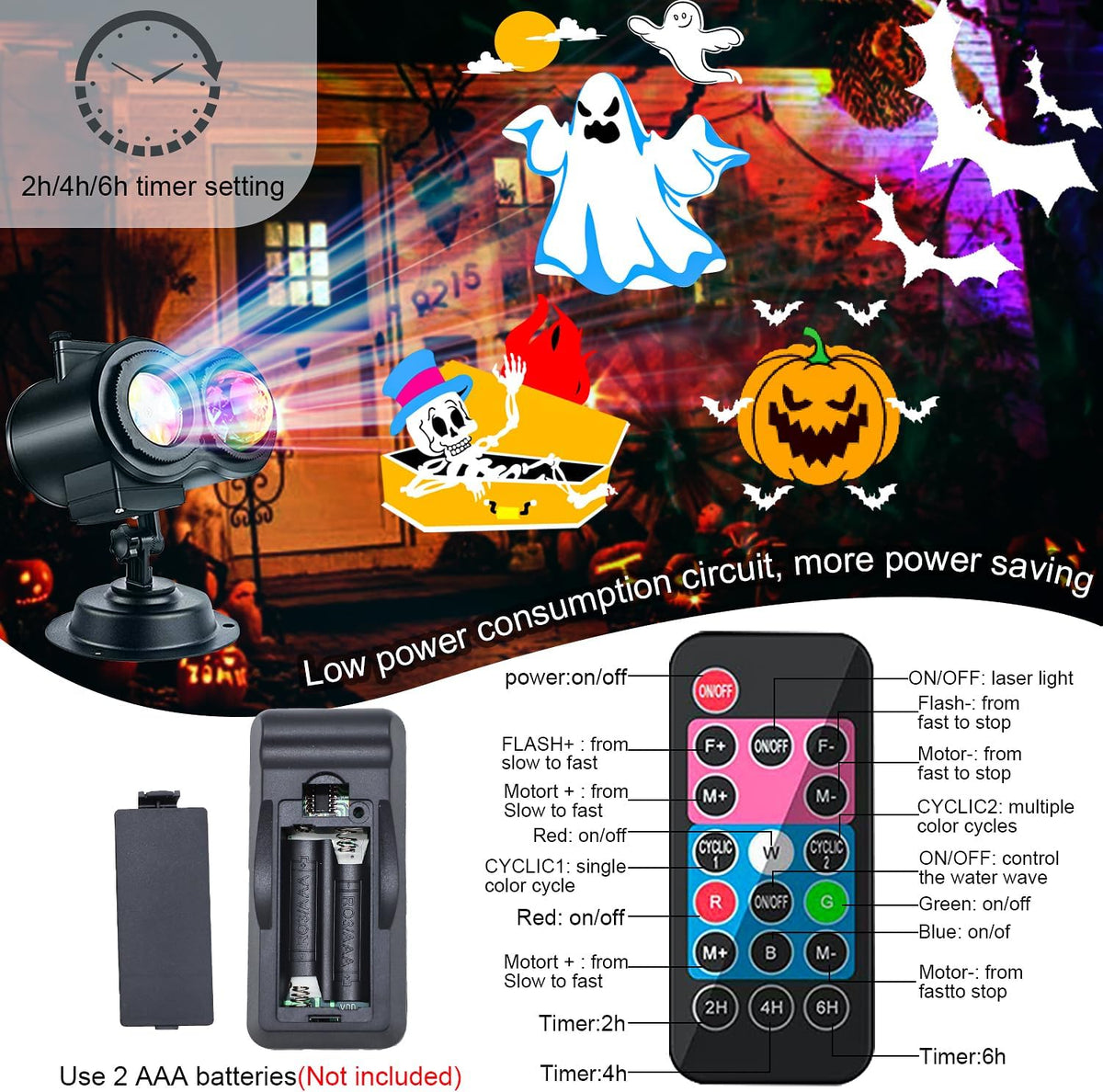 halloween projector lights outdoor, snowflake christmas projector lights, side view