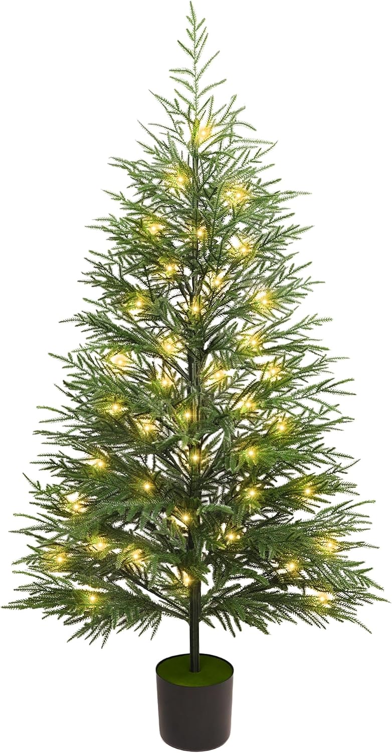 Cllayees 5FT Norfolk Pine Artificial Christmas Tree with Lights