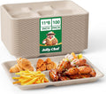JOLLY CHEF Compostable 𝟱 Compartment 𝟭𝟭 * 𝟴 𝗶𝗻𝗰𝗵 Paper Plates [𝟭𝟬𝟬 𝗣𝗮𝗰𝗸] Heavy Duty Small Natural Divided Eco-Friendly Biodegradable Containers Food Trays for Dinner Lunch Buffet (100 Pack)