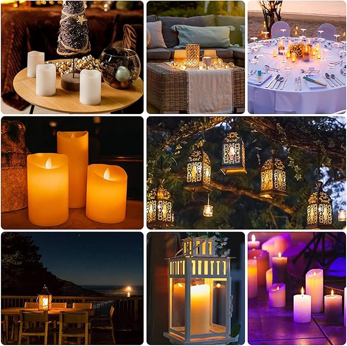 12 Pack Flameless Candles Battery Operated Waterproof Led Candles (D:2.2" X H:4" 5" 6" 7") Candles with 2 Remotes Contro for Wedding, Party, Birthday