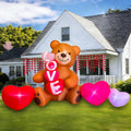 SEASONBLOW 11 FT Valentine's Day Inflatable Sitting Bear with Heart Decorations, Light Up Blow Up Romantic Bear Love Heart for Wedding Anniversary Party Yard Garden Lawn Indoor Outdoor Decor