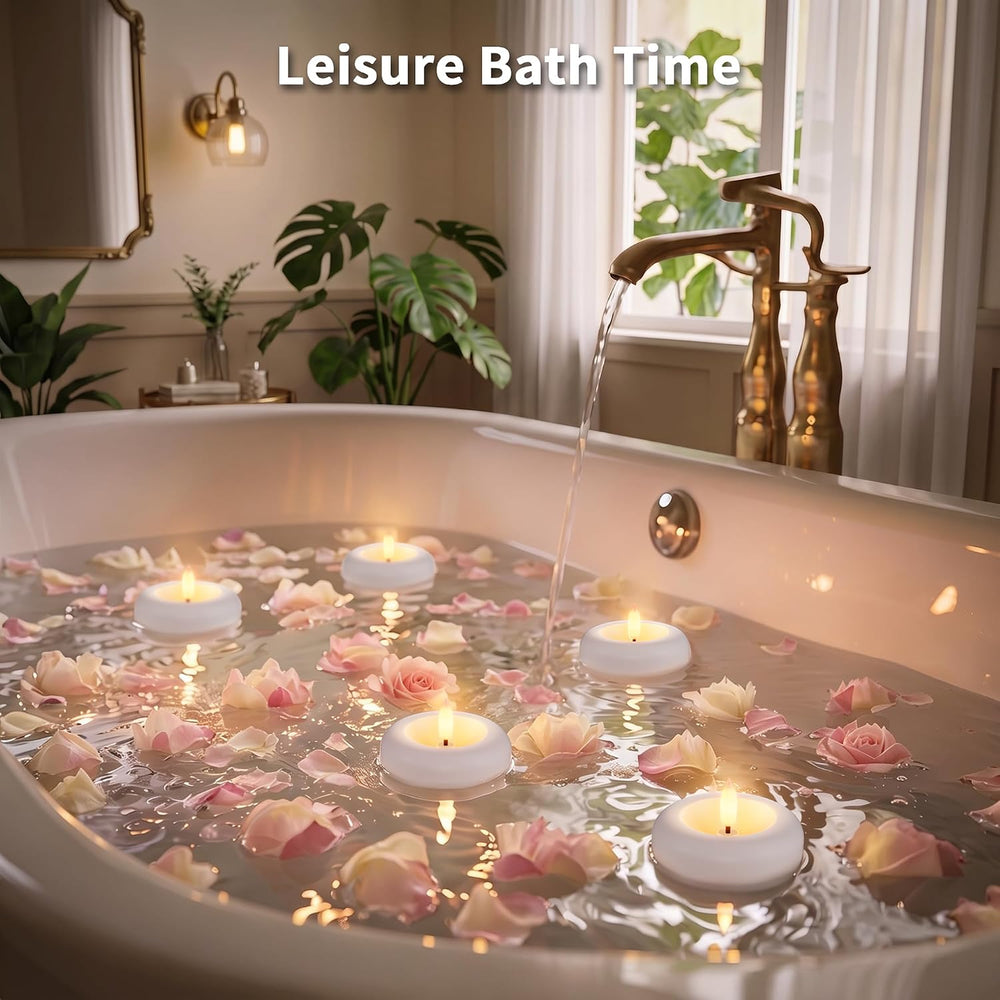 12 Pack Rechargeable Flameless Floating Candles, Flickering LED Tea Lights