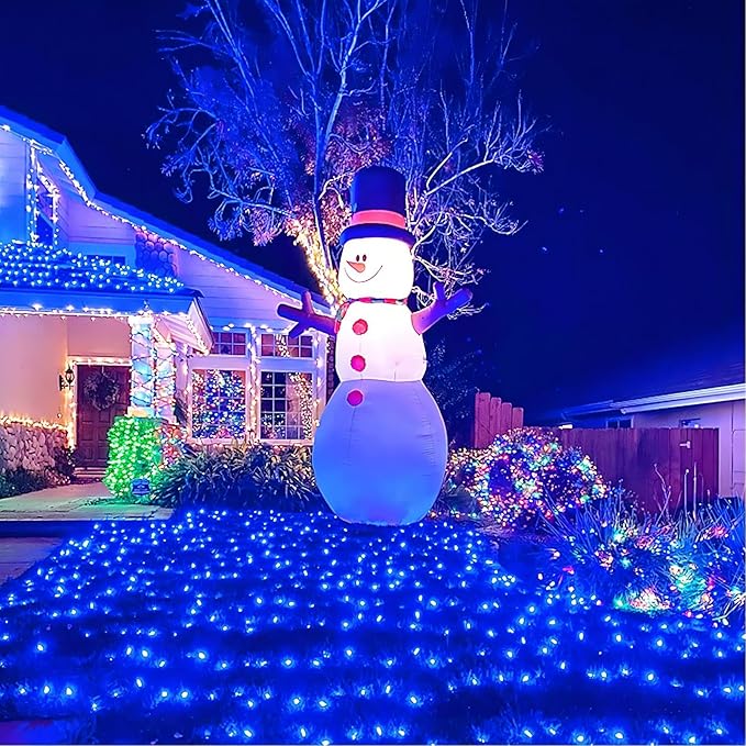 YEGUO 165ft 500 LED Blue Christmas Lights Outdoor Waterproof, Green Wire String Lights Indoor, 8 Modes Twinkle Tree Lights Plug in with Memory Timer for Holiday Festival Xmas