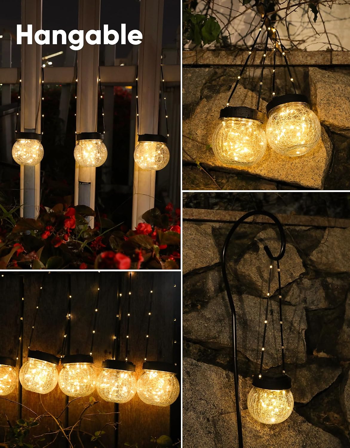 solar lanterns solar lights outdoor waterproof 6-pack, solar showing dimensions