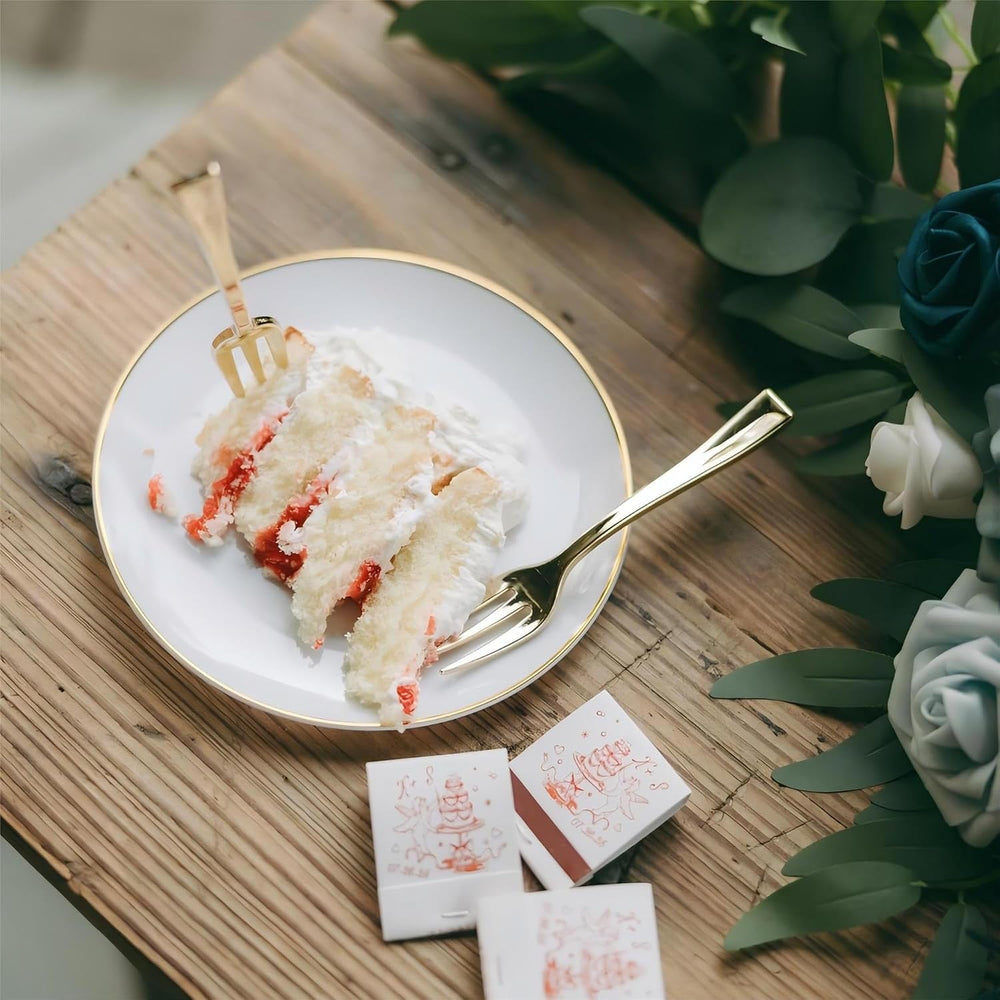 400Pcs Gold Dessert Plates 6.3" with Forks 5"- 200PCS Small Disposa...