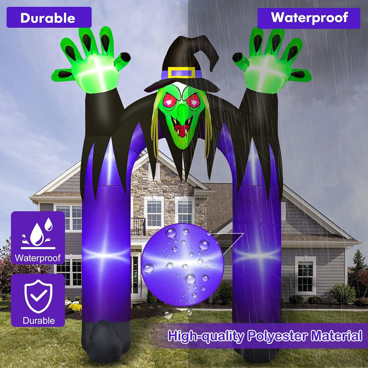 Danxilu 10FT Tall Halloween Inflatables Witch Archway Outdoor Decorations