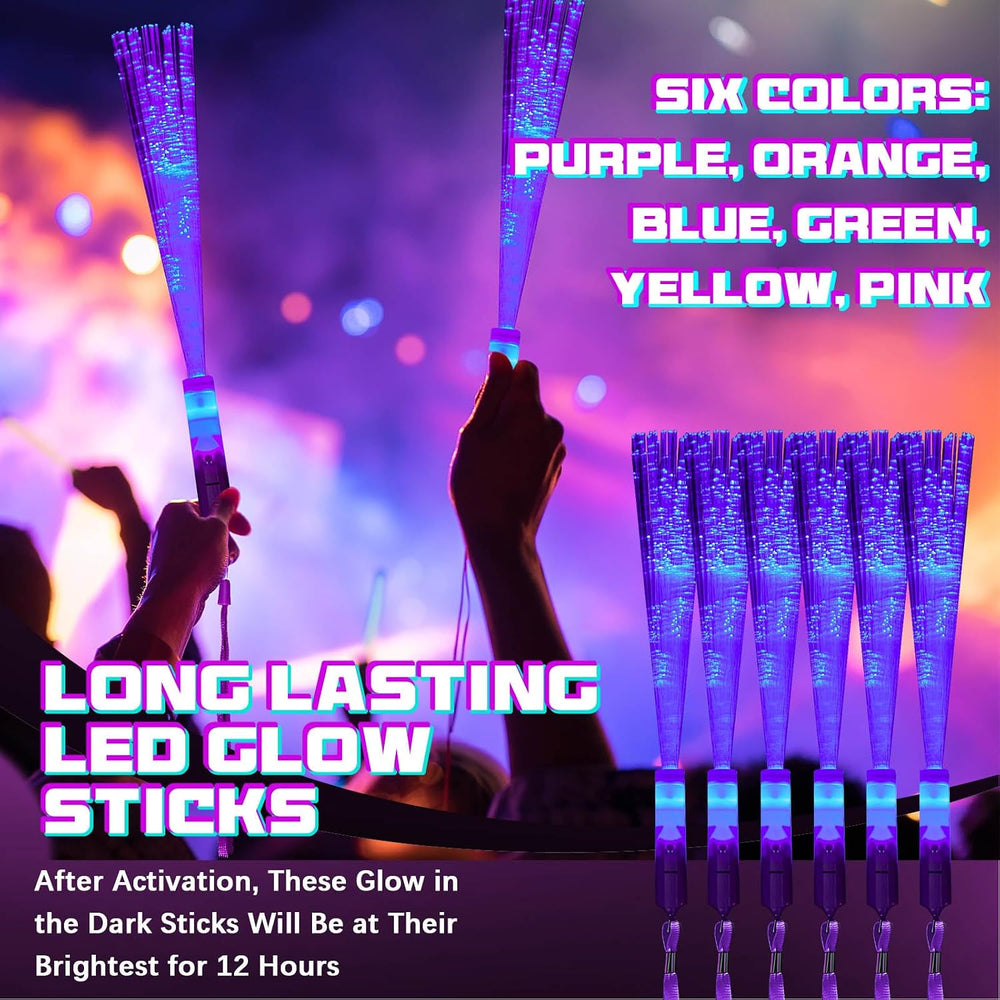 36 Pcs Fiber Optic Wand, LED Glow Sticks Bulk with 3 Modes, Purple