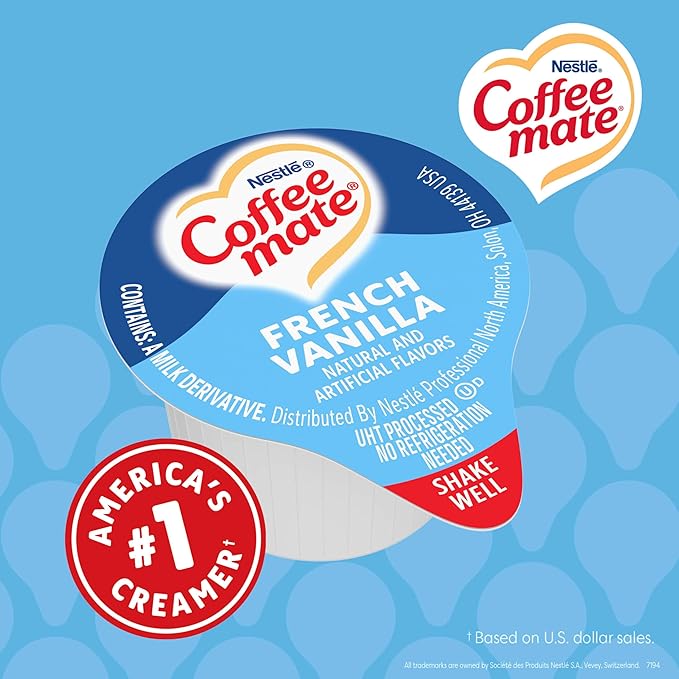 Nestle Coffee mate Coffee Creamer, French Vanilla, Liquid Creamer Singles, Non Dairy, No Refrigeration, 0.375 fl oz Tubs (Pack of 360)