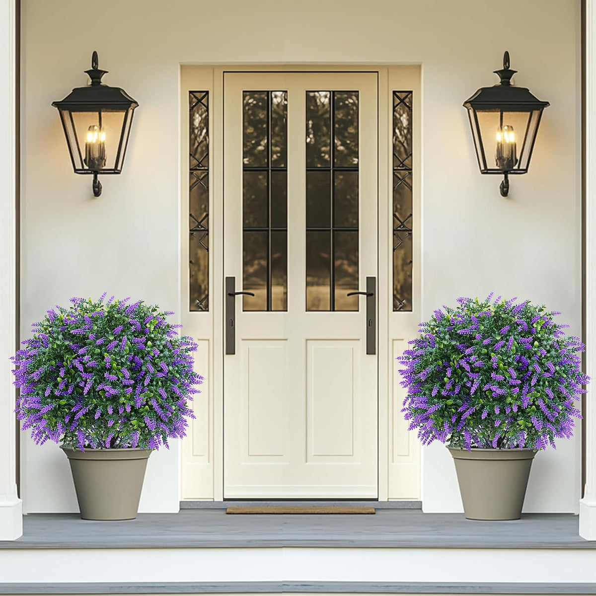 Grooy Artificial Set of 2 UV Resistant Boxwood Topiary Ball with Lavender