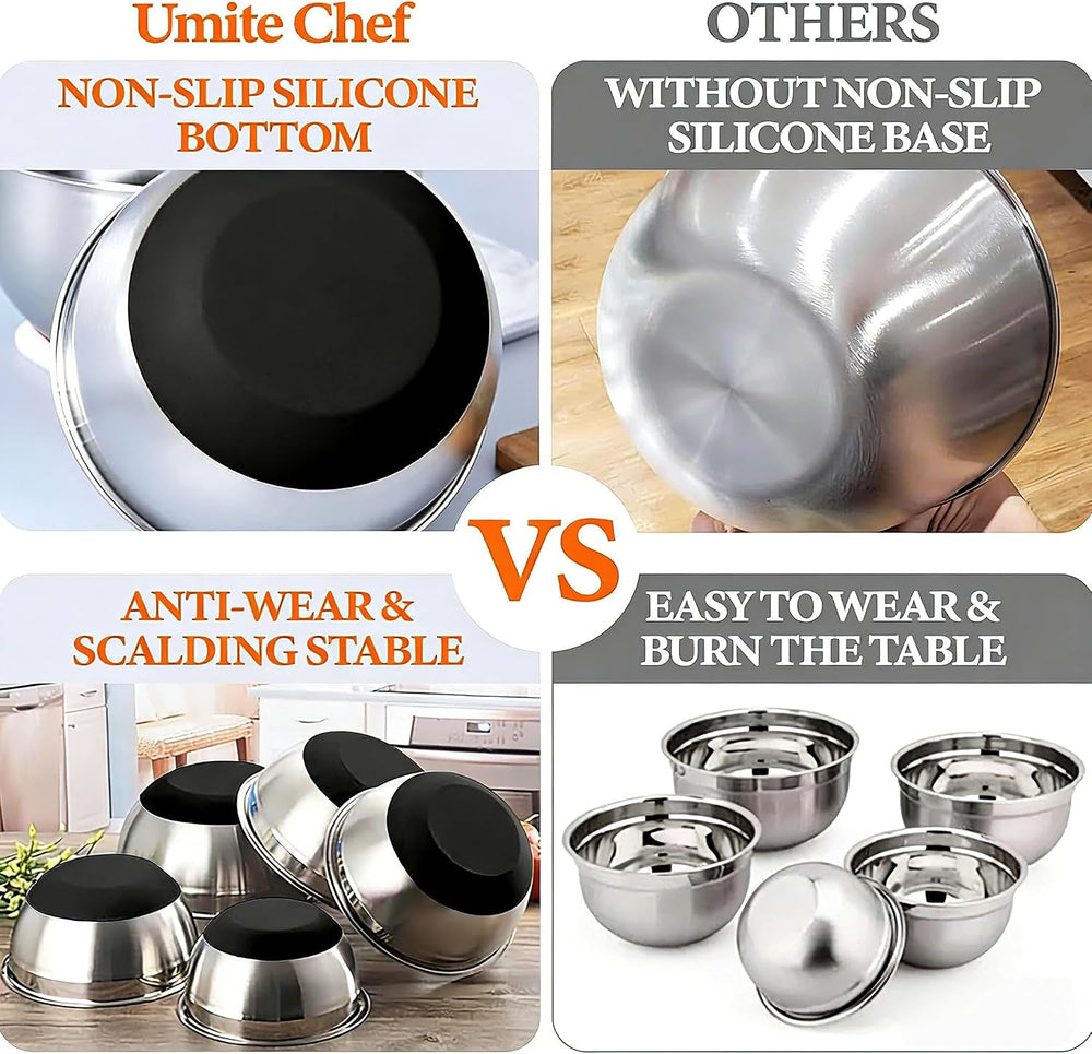 Thickened Heavy-Duty 26pcs Stainless Steel Bowl, Mixing Bowl Set with Lid, Gr...