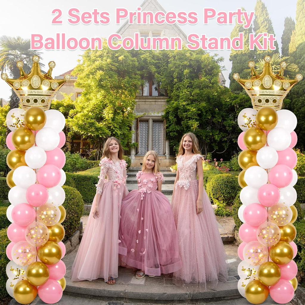 2 Sets Princess Balloon Column Stand Kit Adjustable Princess Balloon Decor