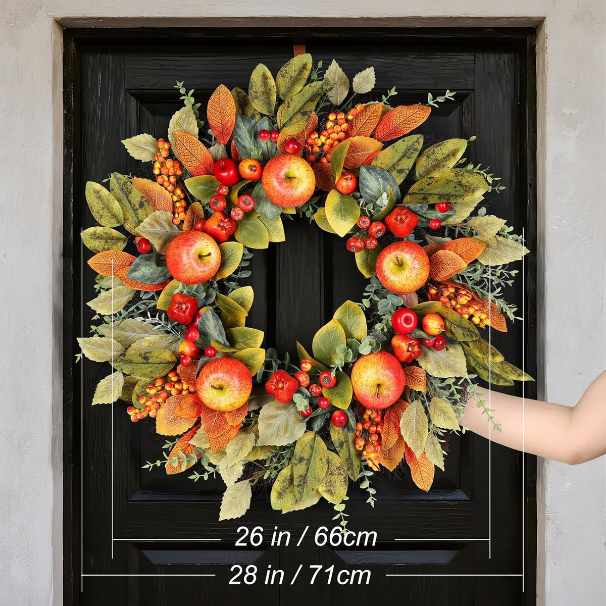 Fall Wreaths for Front Door 26 Inch Autumn Rustic Harvest Apple Wreath